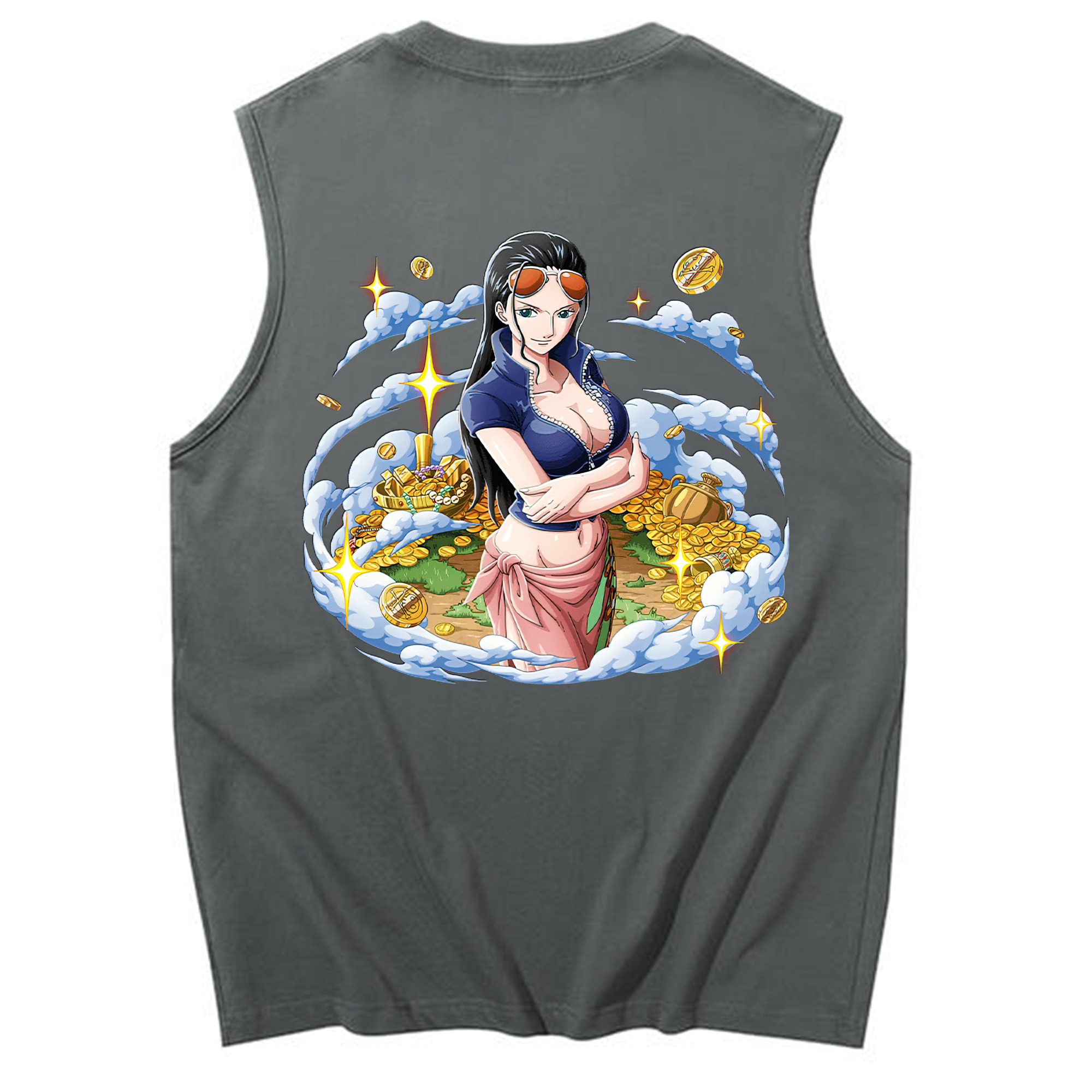 ワンピース ニコ・ロビン ONE PIECE Nico Robin コットン100％タンクトップ（背面プリント）